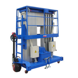 12 Meters Double Mast Mobile Aluminum Aerial Work Platform with 200Kg Loading Capacity and Motorized Device