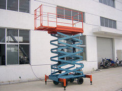 450Kg AC / DC Adjustable Extension Heavy Duty Scissor Lift with Four Wheel , Customized