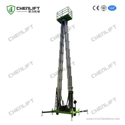 Aluminum Type Aerial Work Platform With Lifting Height 14m Platform Height Quadruple Mast 300Kg