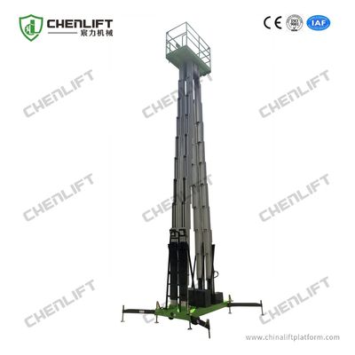 Electrical Pulling Device Quadruple Mast Aerial Work Platform 300Kg Load And 12 Meters Lifting Height